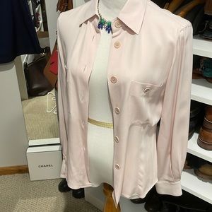 Giorgio Armani light pink silk button down shirt
